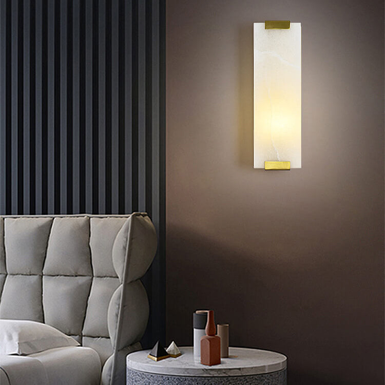 Nordic Light Luxury Copper Marble Strip Design Wall Sconce
