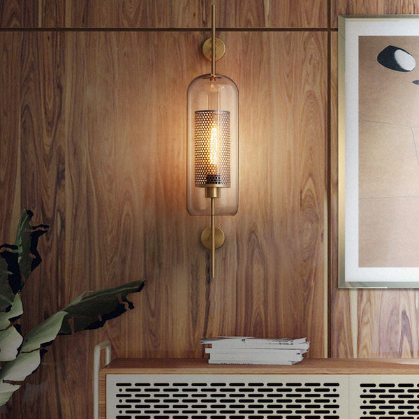 Contemporary Industrial Cylinder Glass Shade Wall Sconce