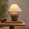 Modern Shabby Chic Cone Fabric Ceramic Jar Table Lamp