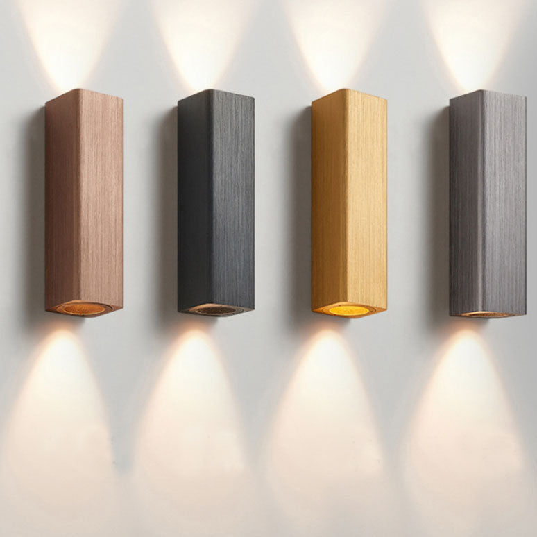 Nordic Minimalist Brushed Aluminum Rectangular Wall Sconce