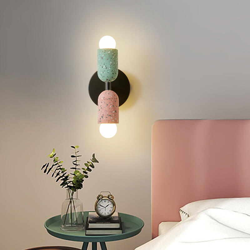 Modern Japanese Wabi-Sabi Iron Cement 2-Light Wall Sconce