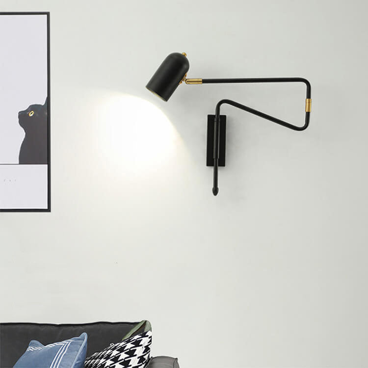 Contemporary Nordic Iron Cylinder Swing Arm Wall Sconce