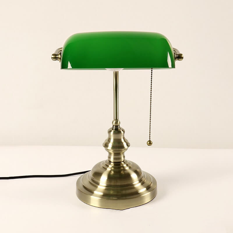 Retro-Colored Glass Table Lamp with Metal Base - Table Lamp