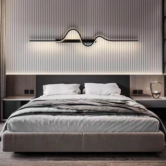 Modern Minimalist Long Wave Design Aluminum LED Wall Sconce
