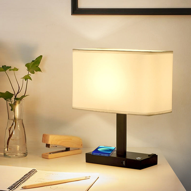 Modern Minimalist Rectangular Cloth Iron 1-Light Table Lamp