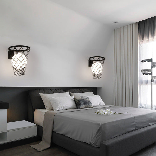 Modern Kids Iron Glass Basketball Hoop Wall Sconce