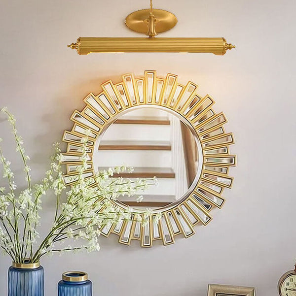 French Antique Copper Cylindrical 2-Light Mirror Wall Sconce