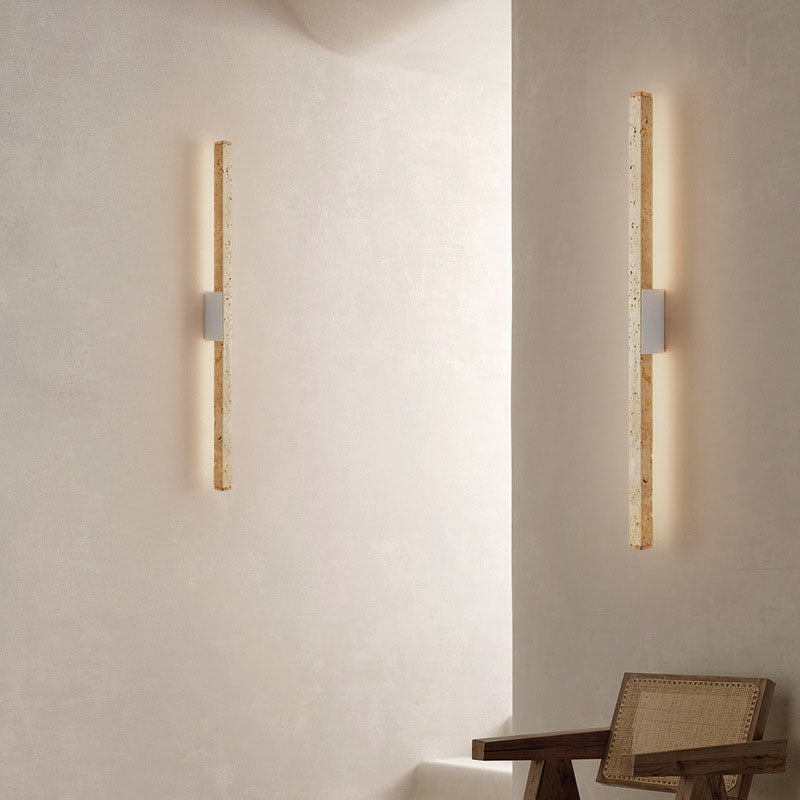 Japanese Wabi-Sabi Travertine Long Strip LED Wall Sconce