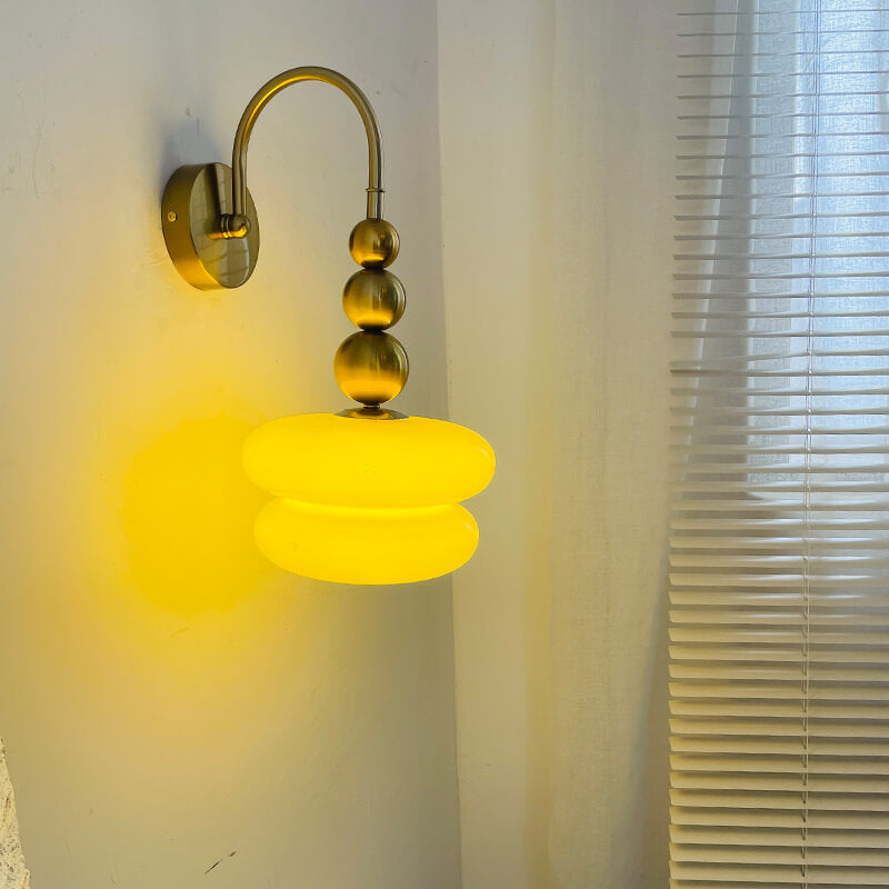 Macaron Cream Gourd Design Glass Shade Wall Sconce