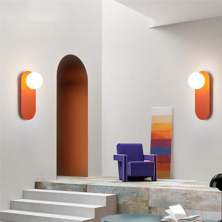 Nordic Minimalist Glass Orange Ring Base 1-Light Wall Sconce