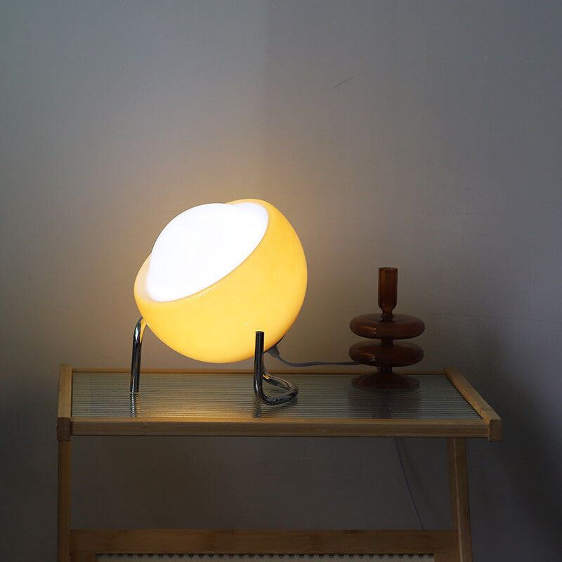 Nordic Contemporary Planet Orange Glass and Iron Table Lamp