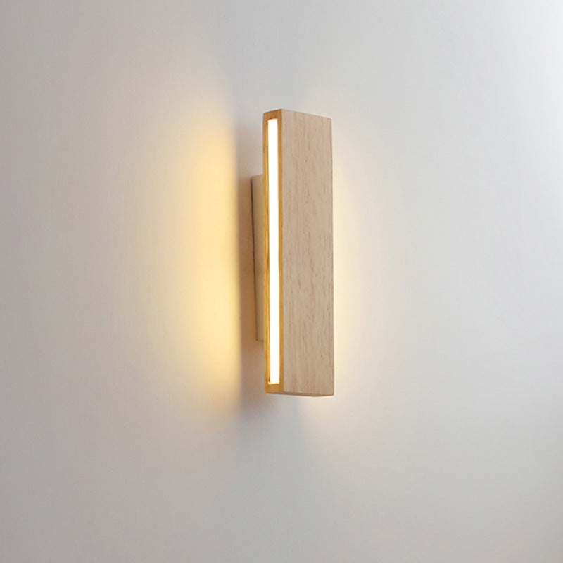 Japanese Minimalist Log Rectangular Flat Wall Sconce