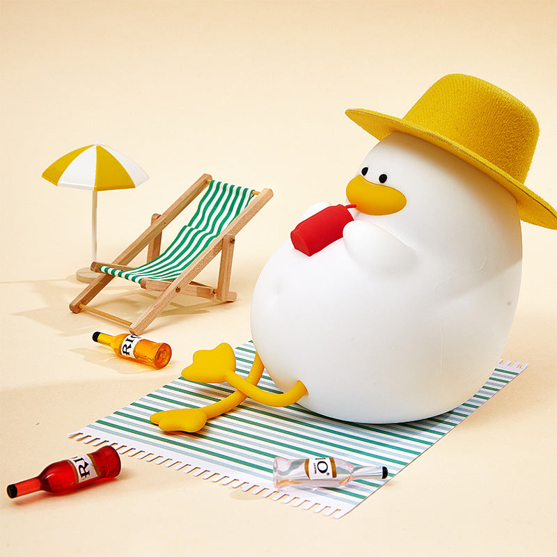 Creative Cartoon Silicone Duck Pat LED Night Table Lamp