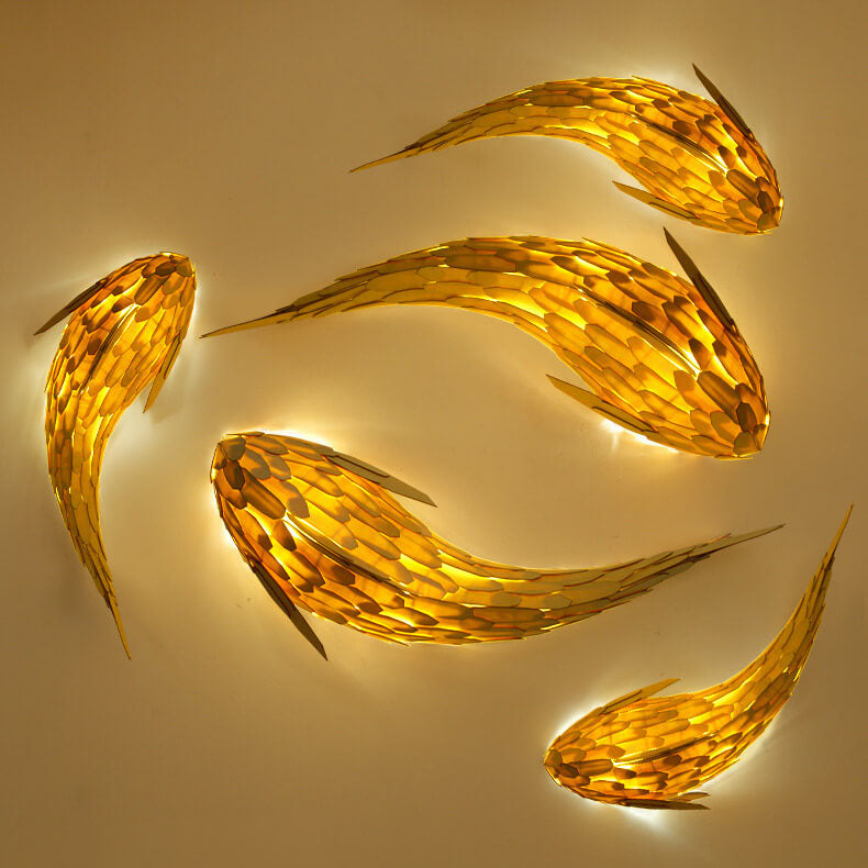 Modern Decorative Carp Linden Wood 2/4-Light Wall Sconce