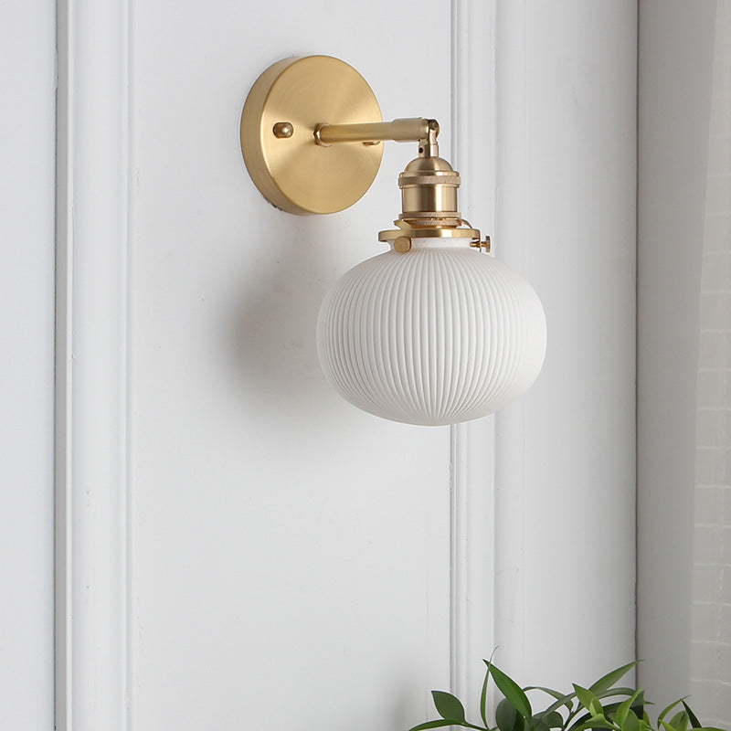 Japanese Retro Minimalist Cylinder Oval Brass Wall Sconce