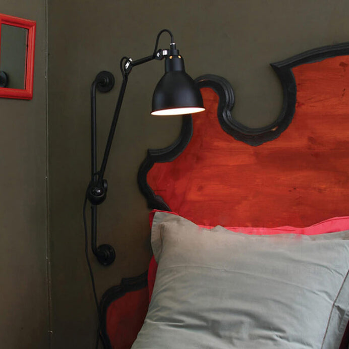 Industrial Vintage Iron Long Pole Swing Arm Wall Sconce