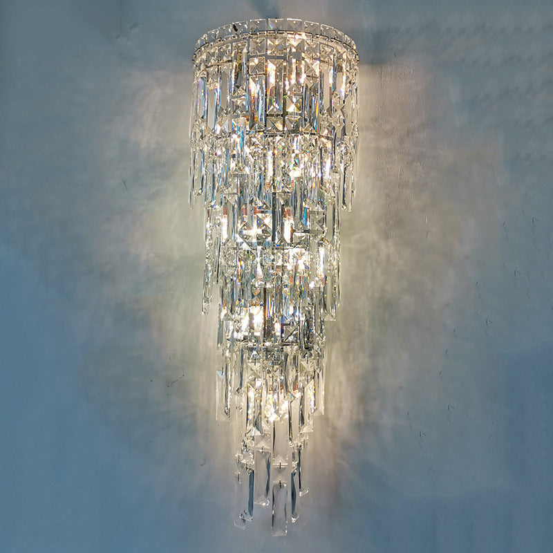 Contemporary Luxury Crystal Tassel Half Post Wall Sconce