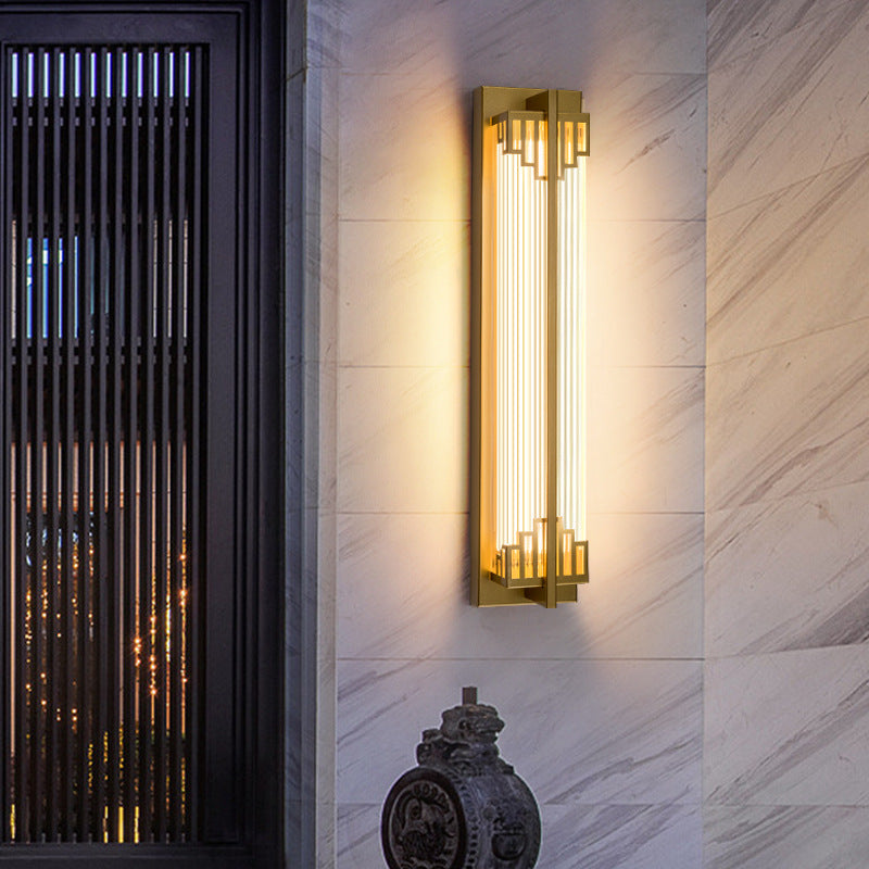 Traditional Chinese Stainless Steel Glass LED Wall Light