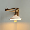 Nordic Milk White Striped Glass Walnut Wall Sconce