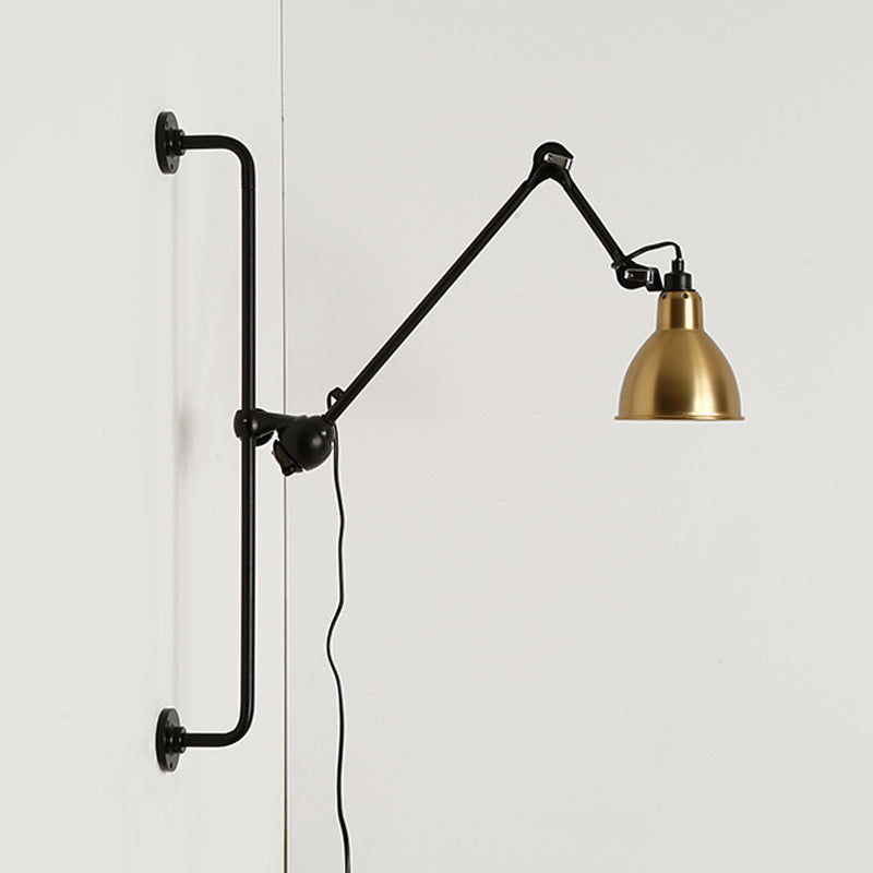 Industrial Vintage Iron Long Pole Swing Arm Wall Sconce