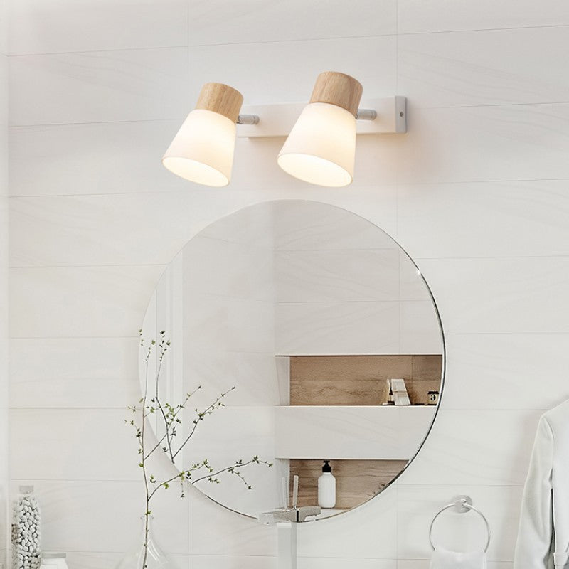 Modern Minimalist Horn Rubber Wood Glass Vanity Wall Sconce