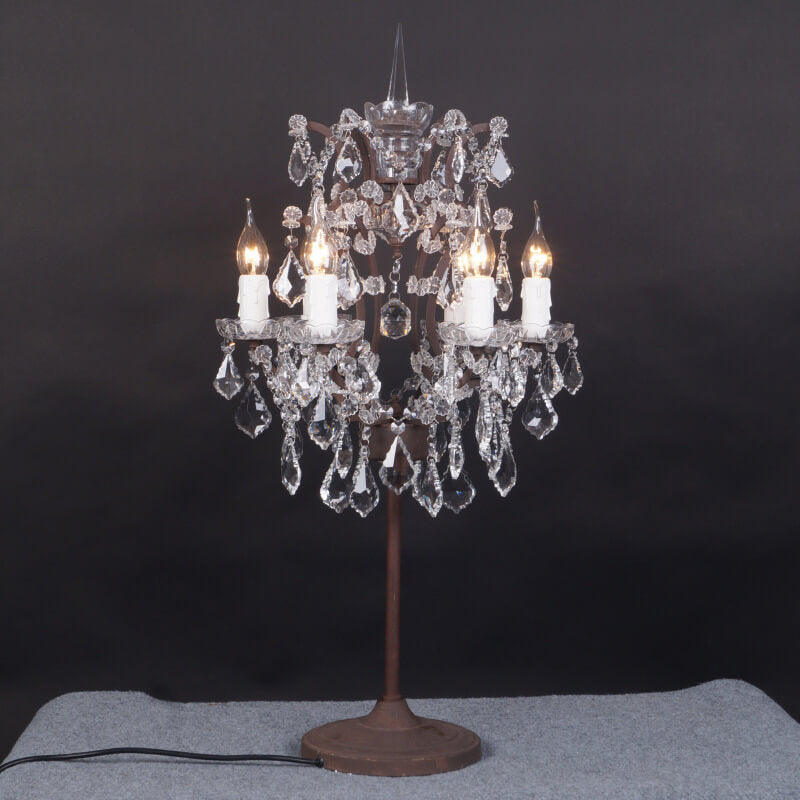 Elegant Traditional Vintage Crystal 6-Light Table Lamp