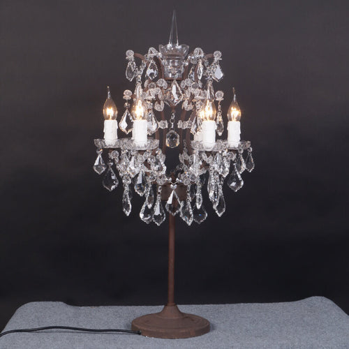 Elegant Traditional Vintage Crystal 6-Light Table Lamp