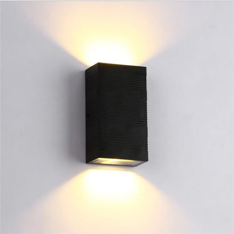 Modern Pure Black Rectangular Waterproof Aluminum LED Wall Sconce