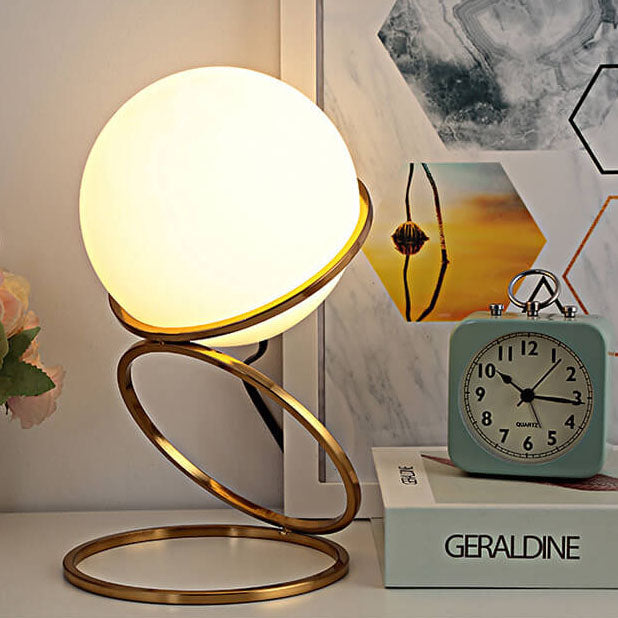 Modern Minimalist Spiral Circle Base Iron Glass Table Lamp