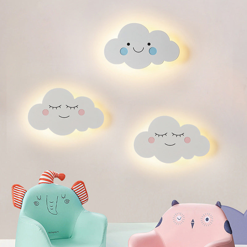 Contemporary Creative Cartoon Smiley Cloud LED Kids Wall Sconce