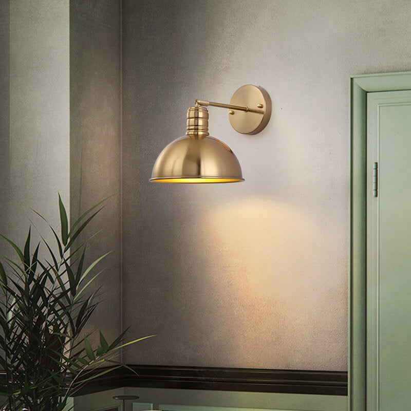 Contemporary Industrial Iron Plated Brass Cone Wall Sconce
