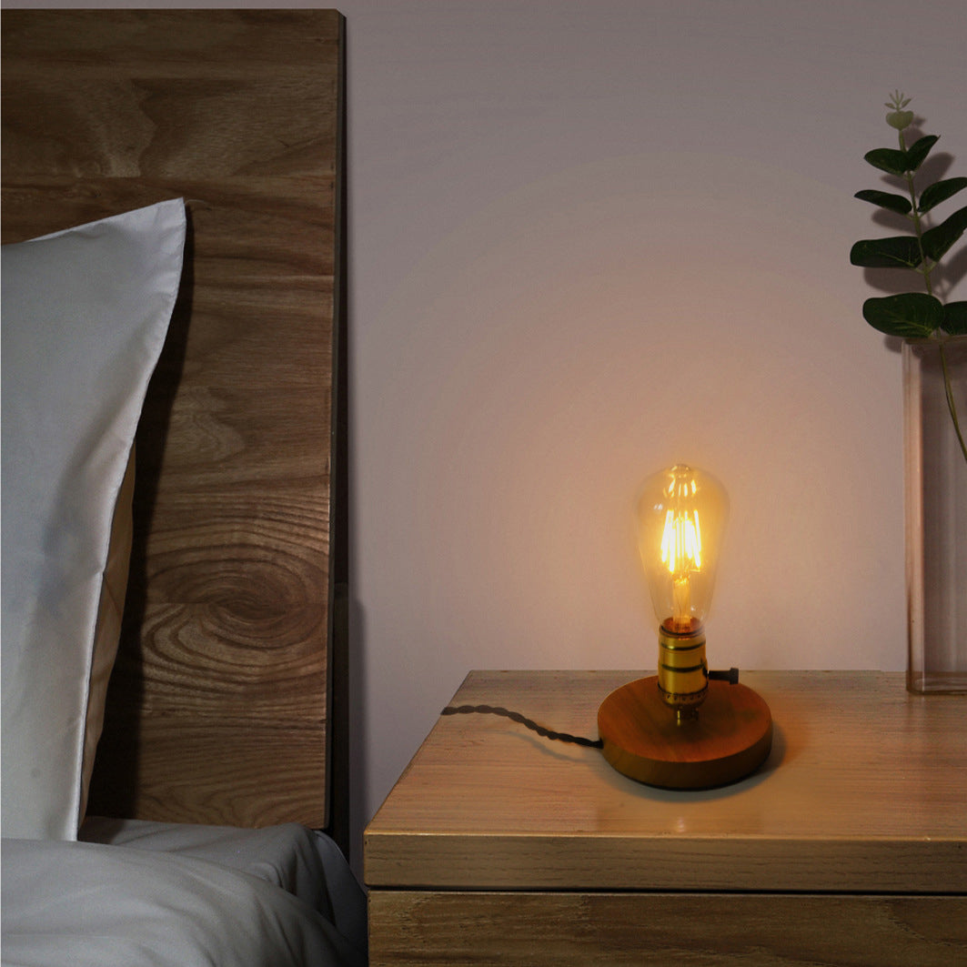 Traditional Vintage Glass Solid Wood Base 1-Light Table Lamp