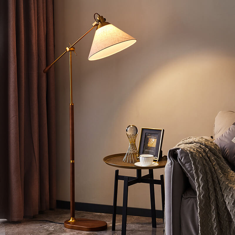 Vintage Black Walnut Floor Lamp