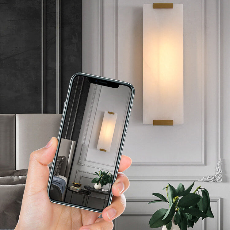 Nordic Light Luxury Copper Marble Strip Design Wall Sconce