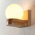 Contemporary Nordic Rubberwood Glass Ball Wall Sconce
