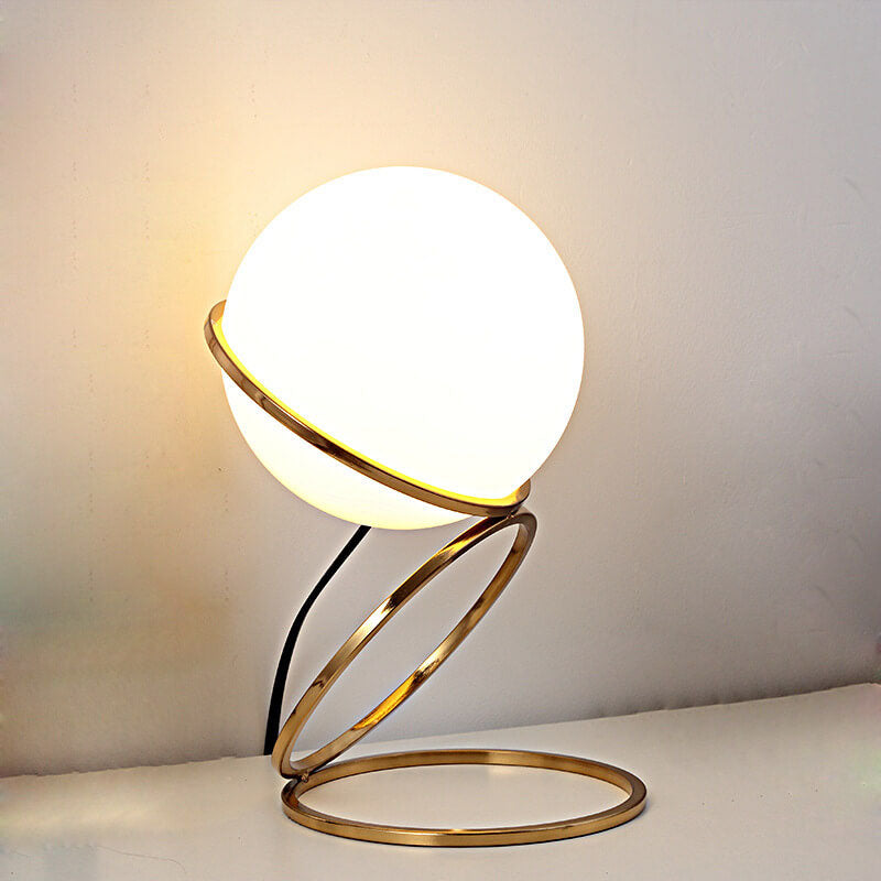 Modern Minimalist Spiral Circle Base Iron Glass Table Lamp