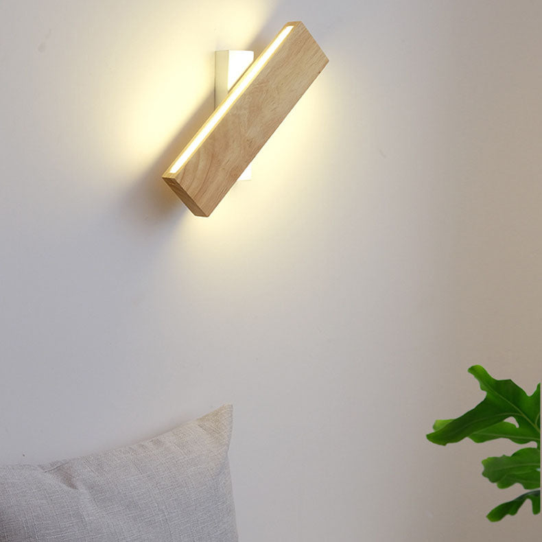 Japanese Minimalist Log Rectangular Flat Wall Sconce
