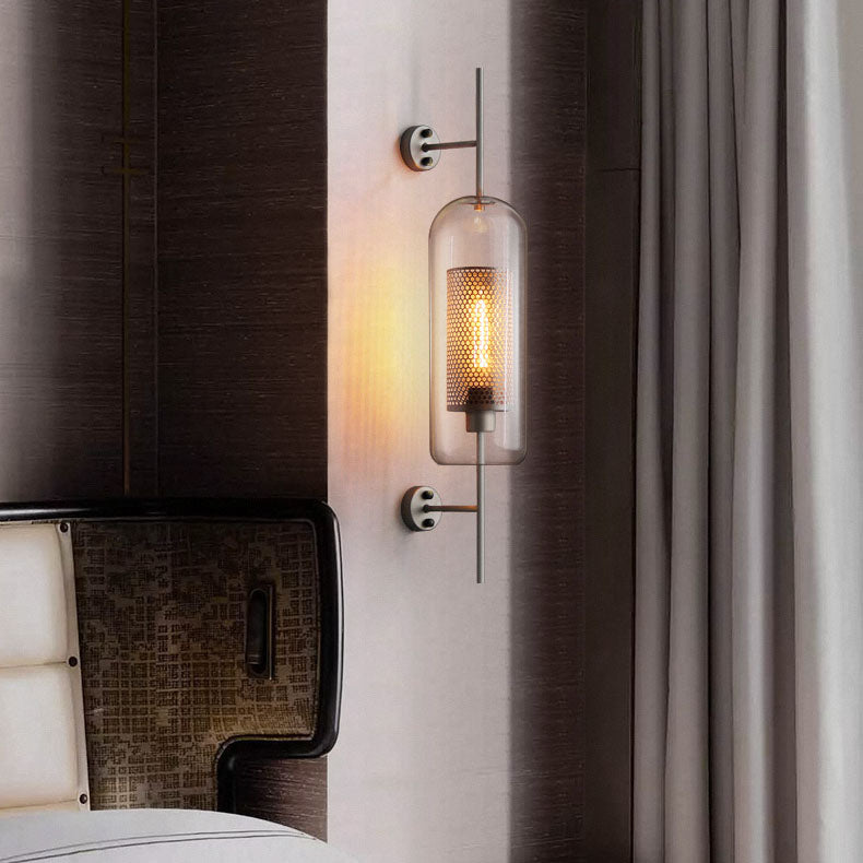 Contemporary Industrial Cylinder Glass Shade Wall Sconce