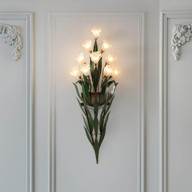 Modern Minimalist Glass Flower 6/10-Light Wall Sconce