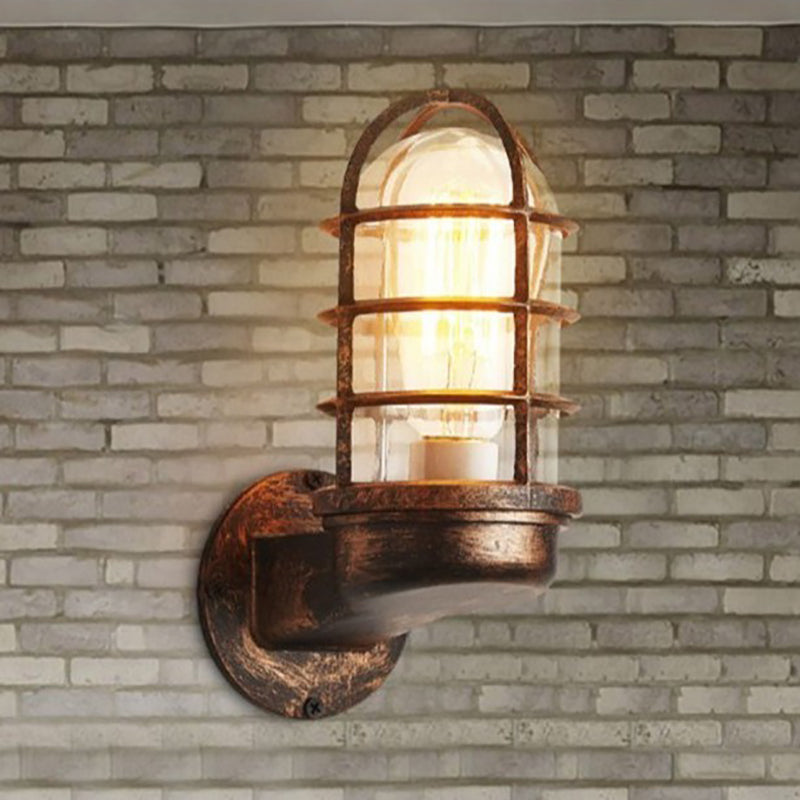 Contemporary Industrial Aluminum Round Cage Wall Sconce