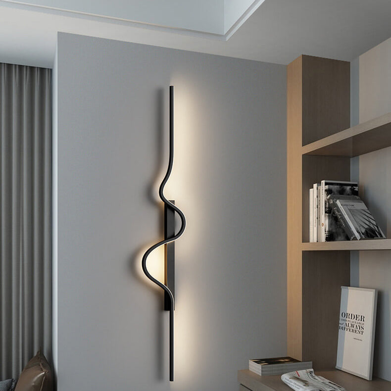 Modern Minimalist Long Wave Design Aluminum LED Wall Sconce