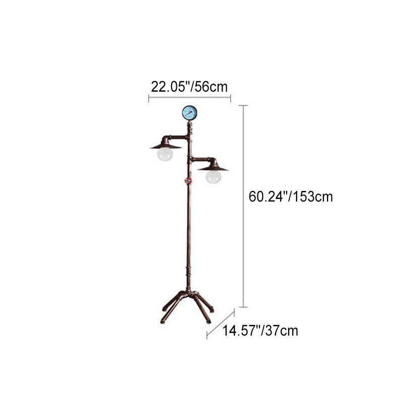 Industrial Steampunk Bronze 2-Light Floor Lamp