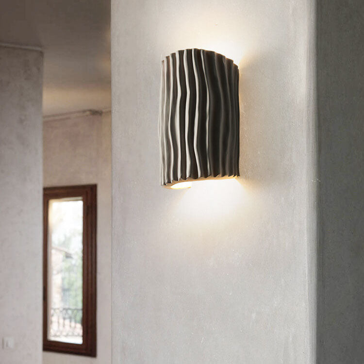 Contemporary Nordic Resin Striped Half Cylinder Wall Sconce