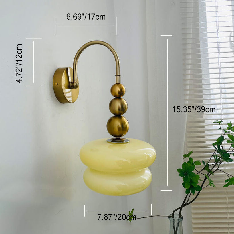 Macaron Cream Gourd Design Glass Shade Wall Sconce