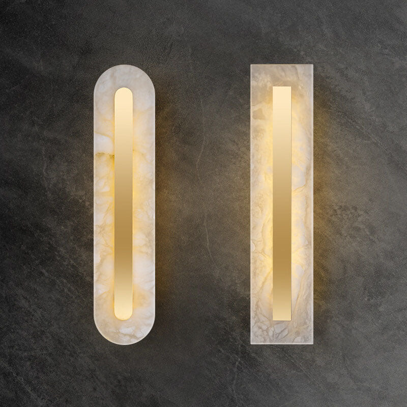 Light Luxury Brass Marble Oval Square LED Wall Sconce