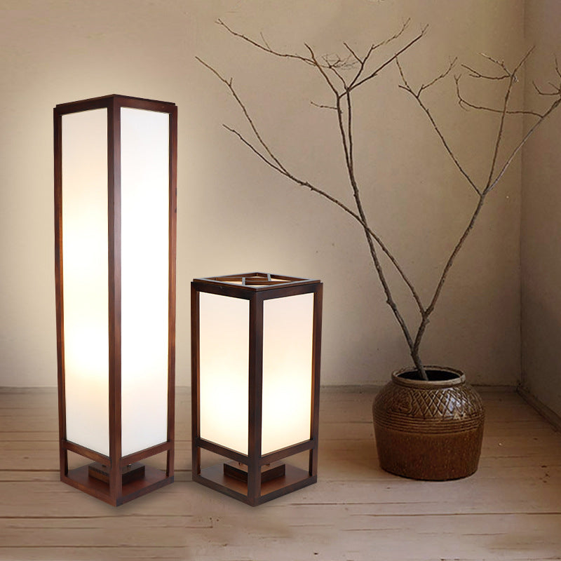 Traditional Chinese Walnut Arc Floor Lamp