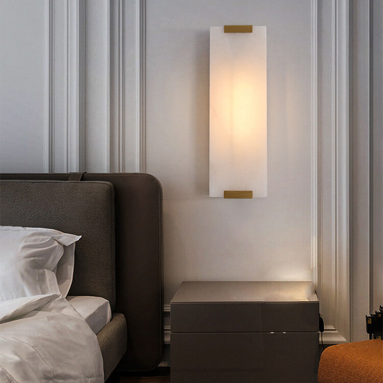 Nordic Light Luxury Copper Marble Strip Design Wall Sconce