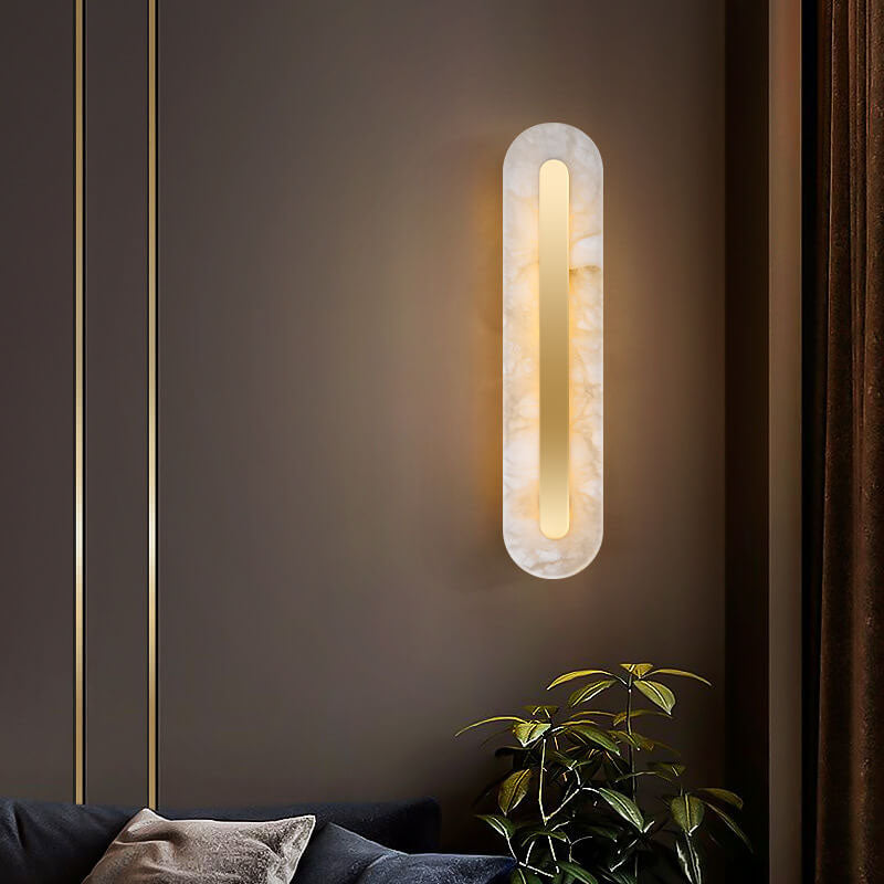 Light Luxury Brass Marble Oval Square LED Wall Sconce
