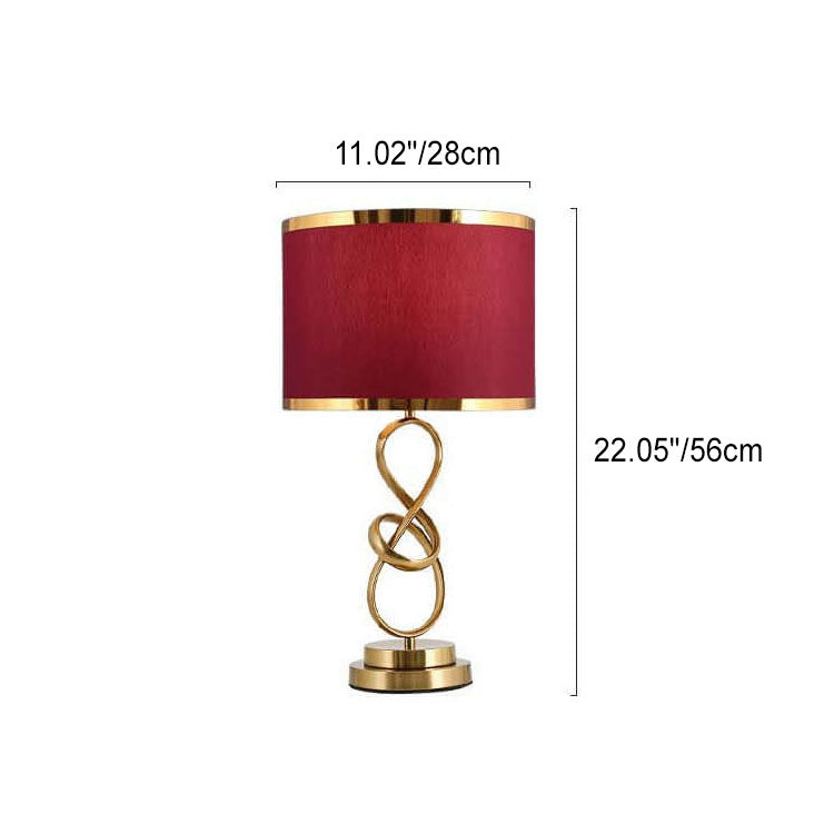 Modern Luxury Red Fabric Iron Knot Ring 1-Light Table Lamp