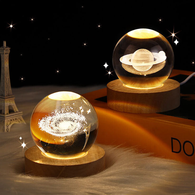 Creative Star System Crystal Ball USB LED Night Table Lamp